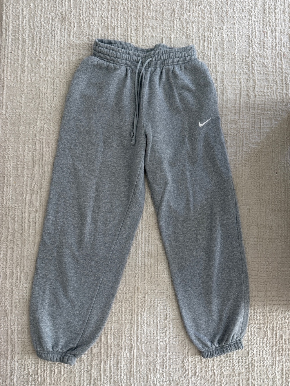 Gray Fleece Joggers with White Swoosh